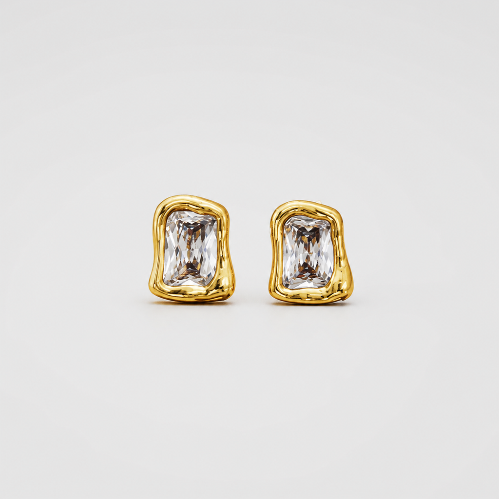 Timeless Gold Zircon Square Earrings