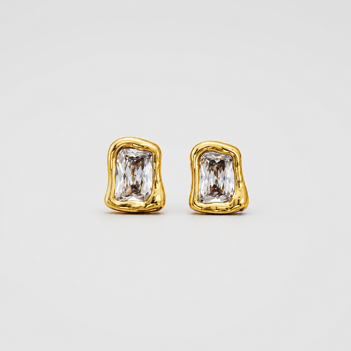 Timeless Gold Zircon Square Earrings