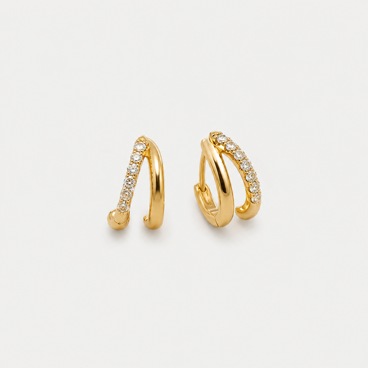 Timeless Gold Zircon Hoop Earrings