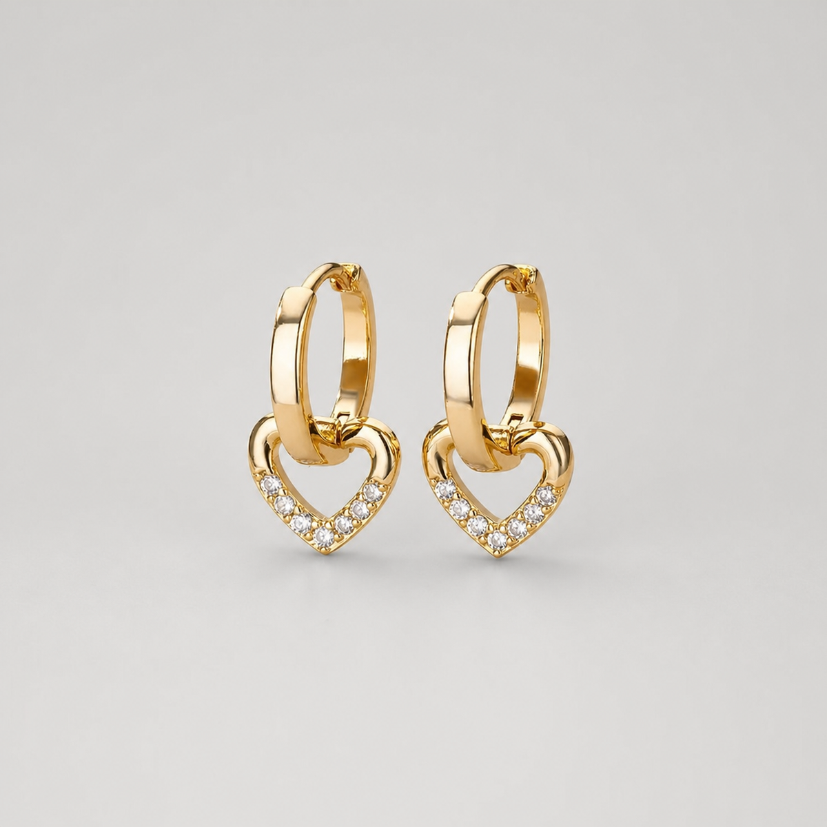 Hollow Zirconia Heart Earrings