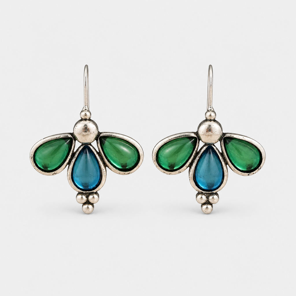 Emerald Wing Blue Teardrop Earrings