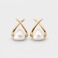 Vintage Cross Triangle Pearl Dropping Earrings