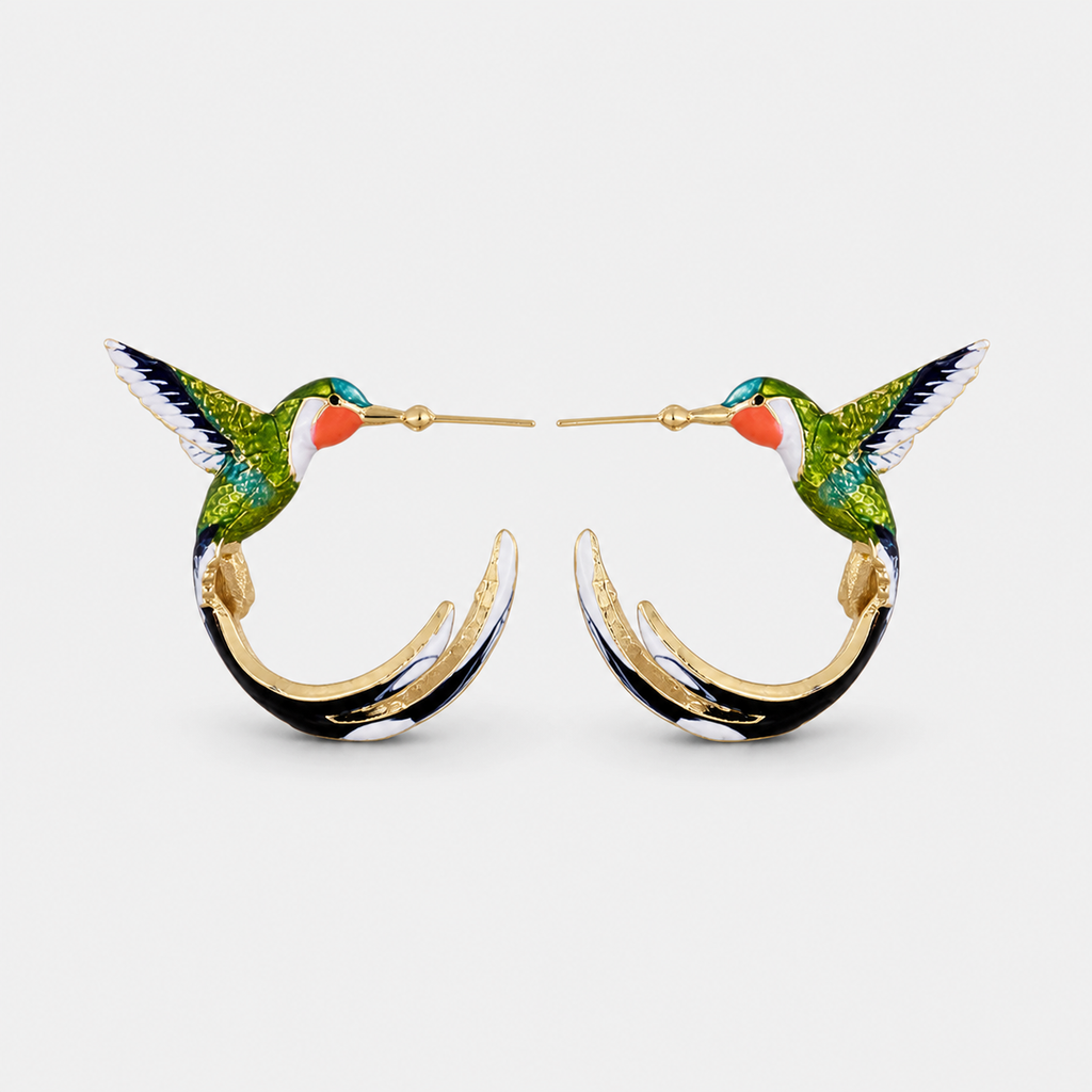 Unique Colorful Hummingbird Earrings