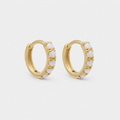 Gold Opal Huggie Hoops
