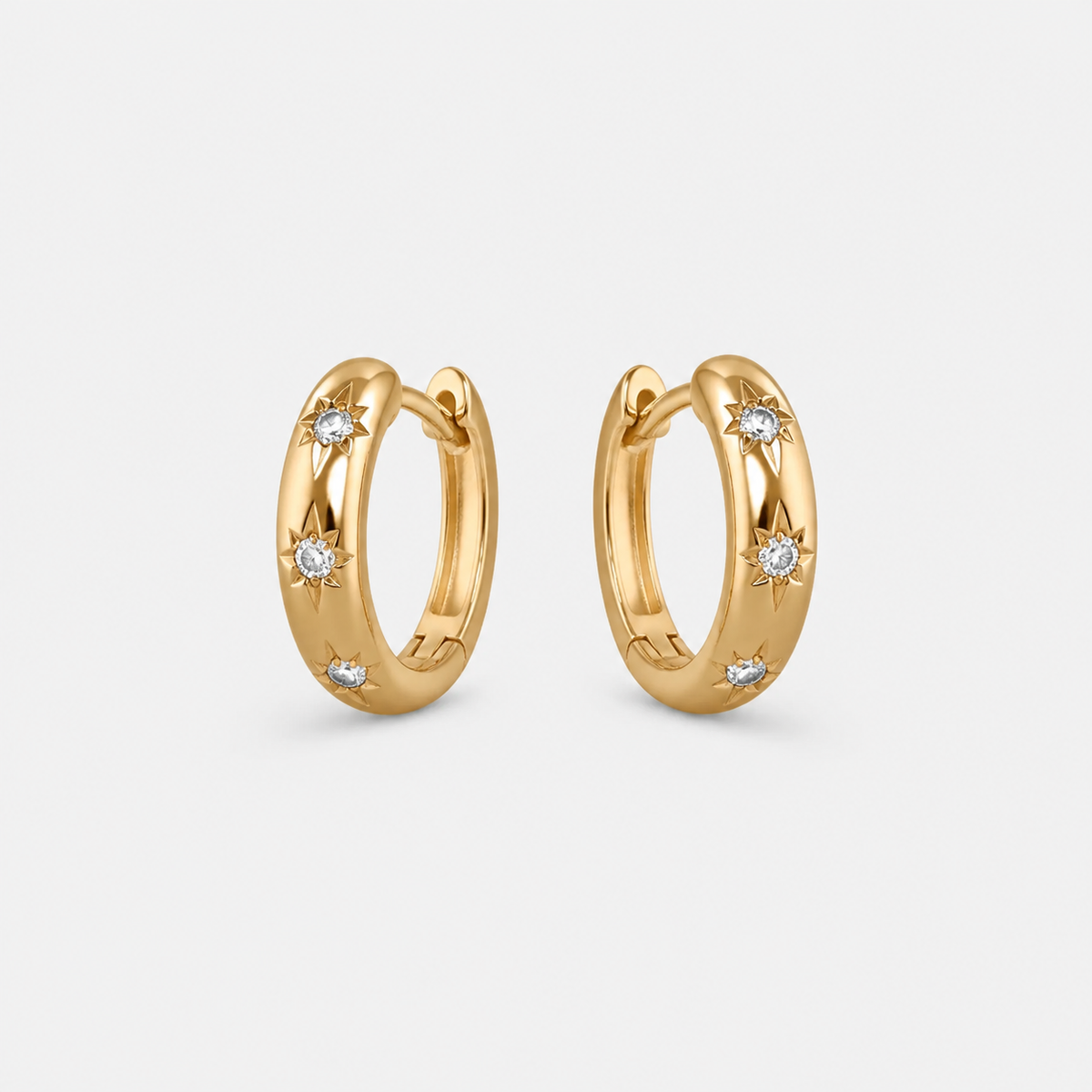 Everyday Embossed Star Hoops
