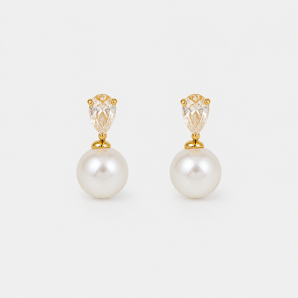 Classic Pearl Teardrop Stud Earrings