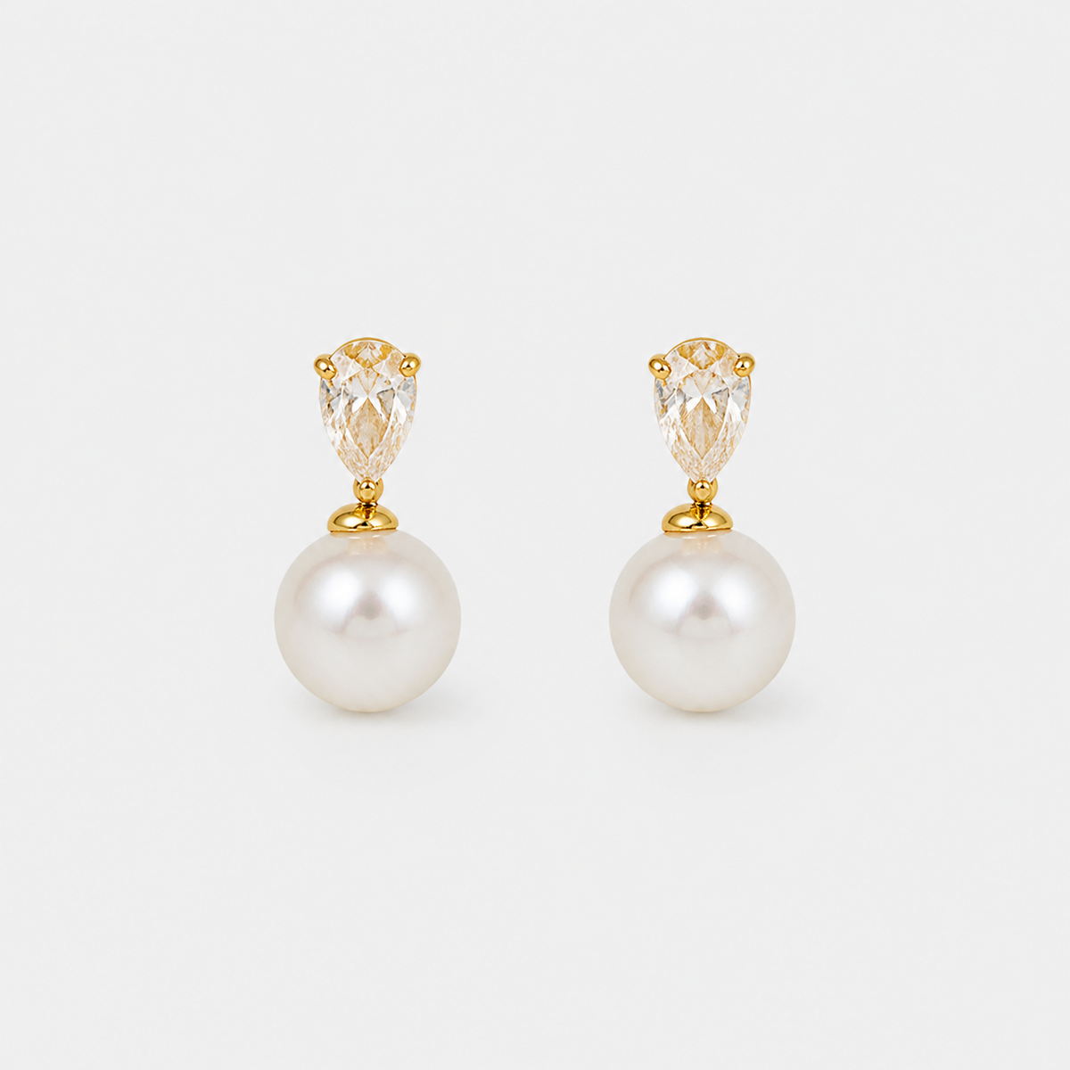Classic Pearl Teardrop Stud Earrings