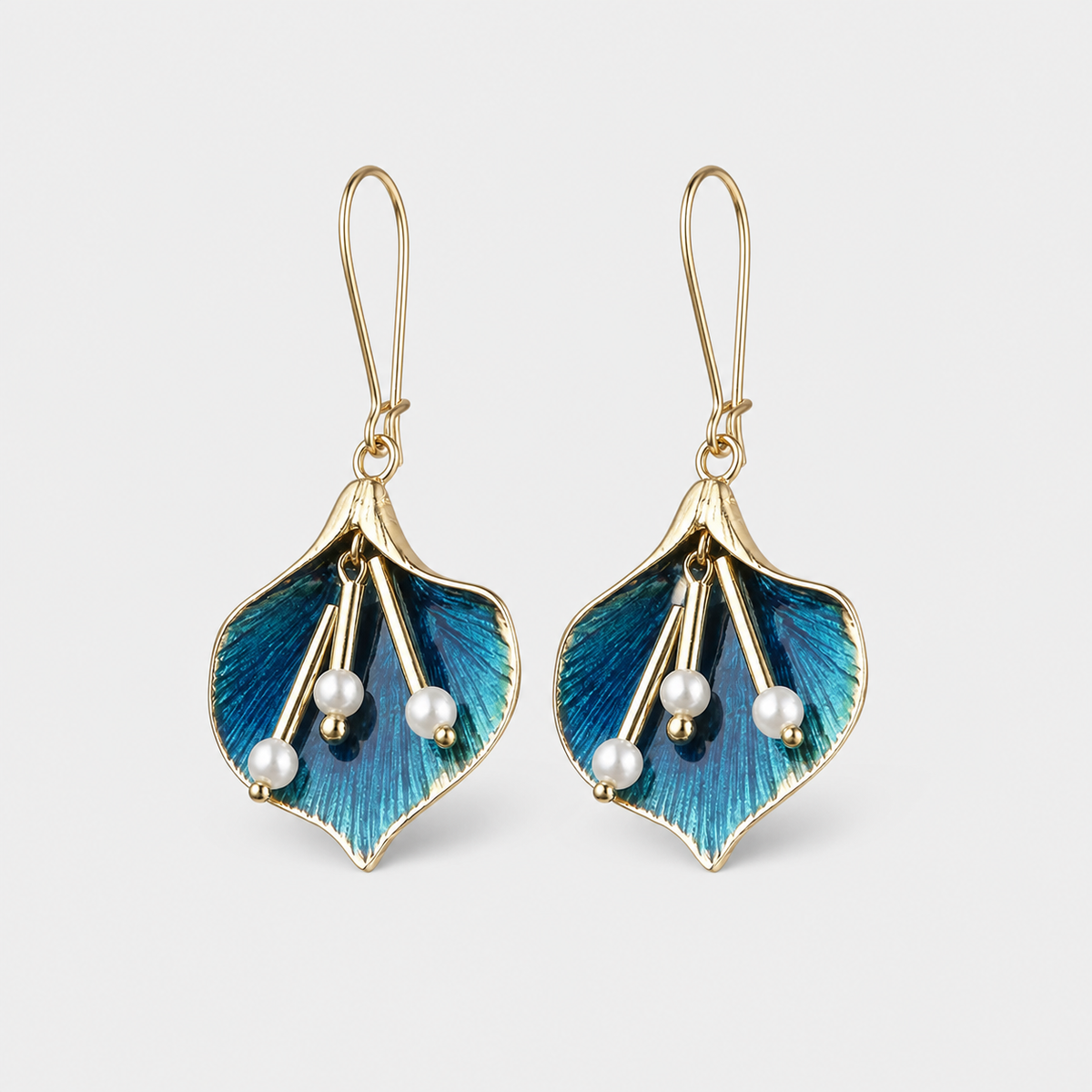 Vintage Blue Lotus Silver Earrings