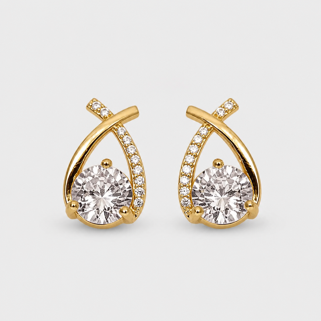 Luxury Twisted Teardrop Cubic Stud Earrings