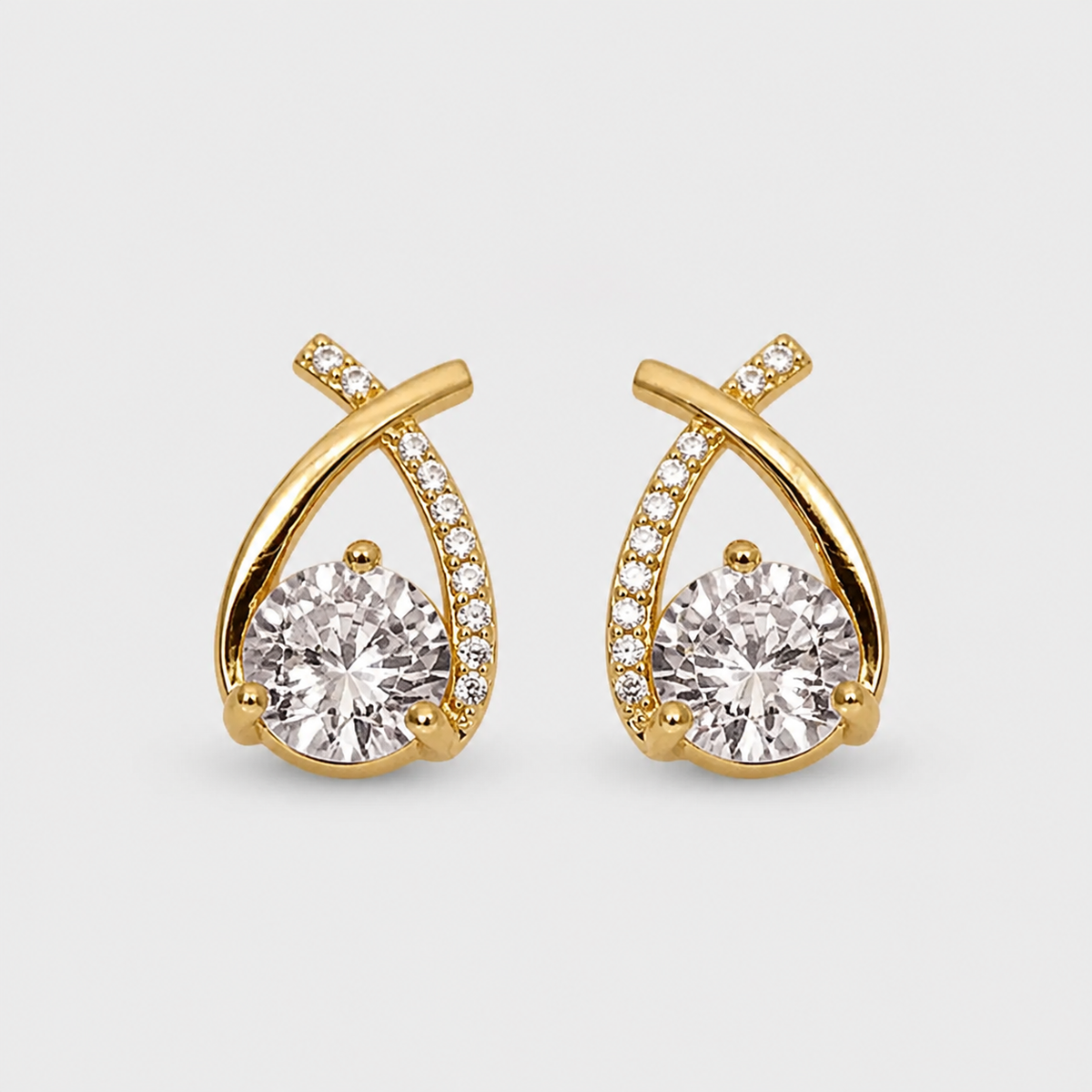 Luxury Twisted Teardrop Cubic Stud Earrings