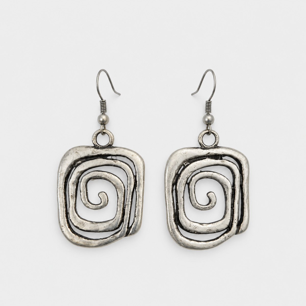 Vintage Spiral Silver Earrings