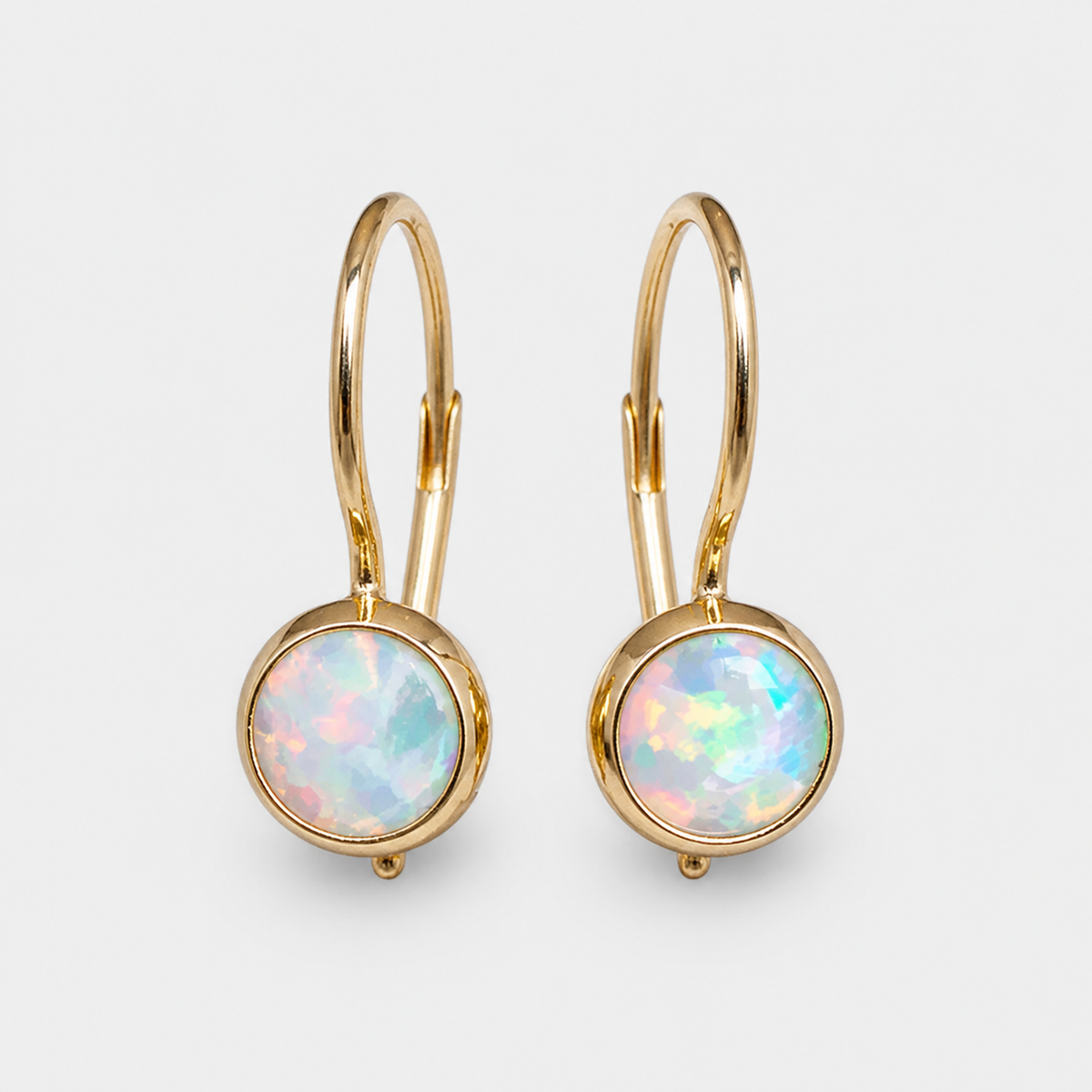 Timeless Gold Plated White Opal Earrings