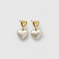 Elegant Gold Pearl Heart Earrings