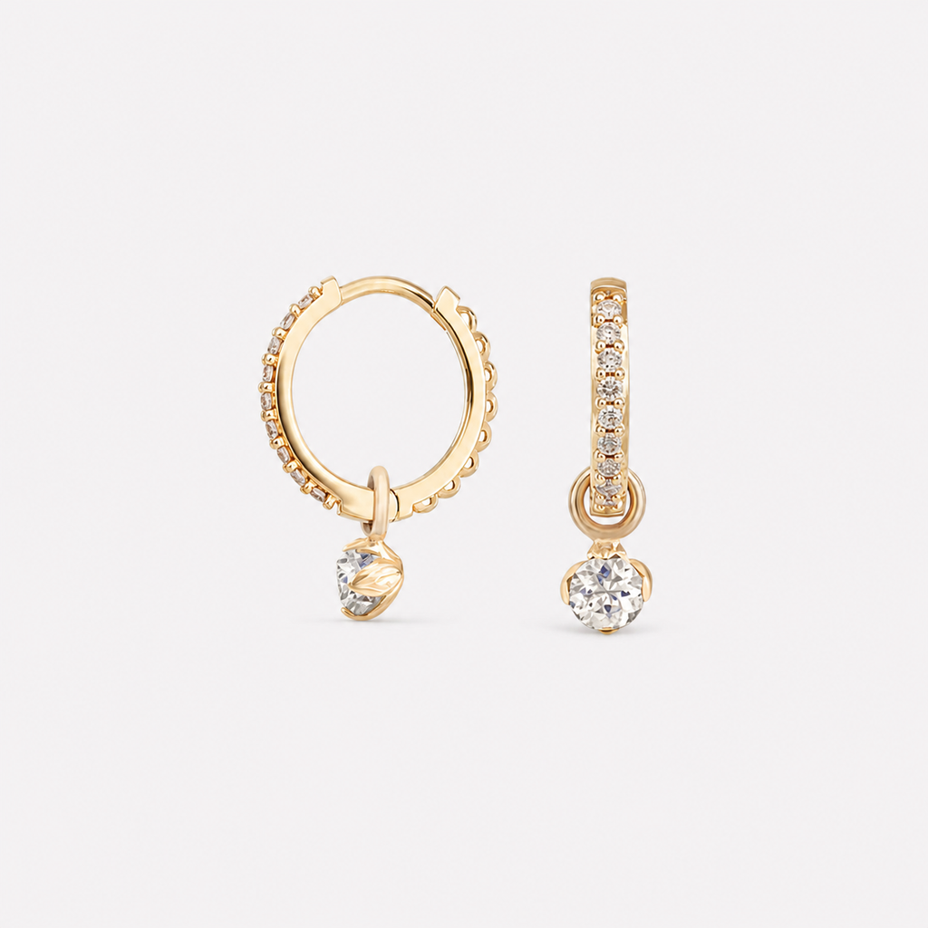 Modern Accent Crystal Hoops