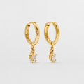 Hammered Crystal Hoop Earrings in Gold