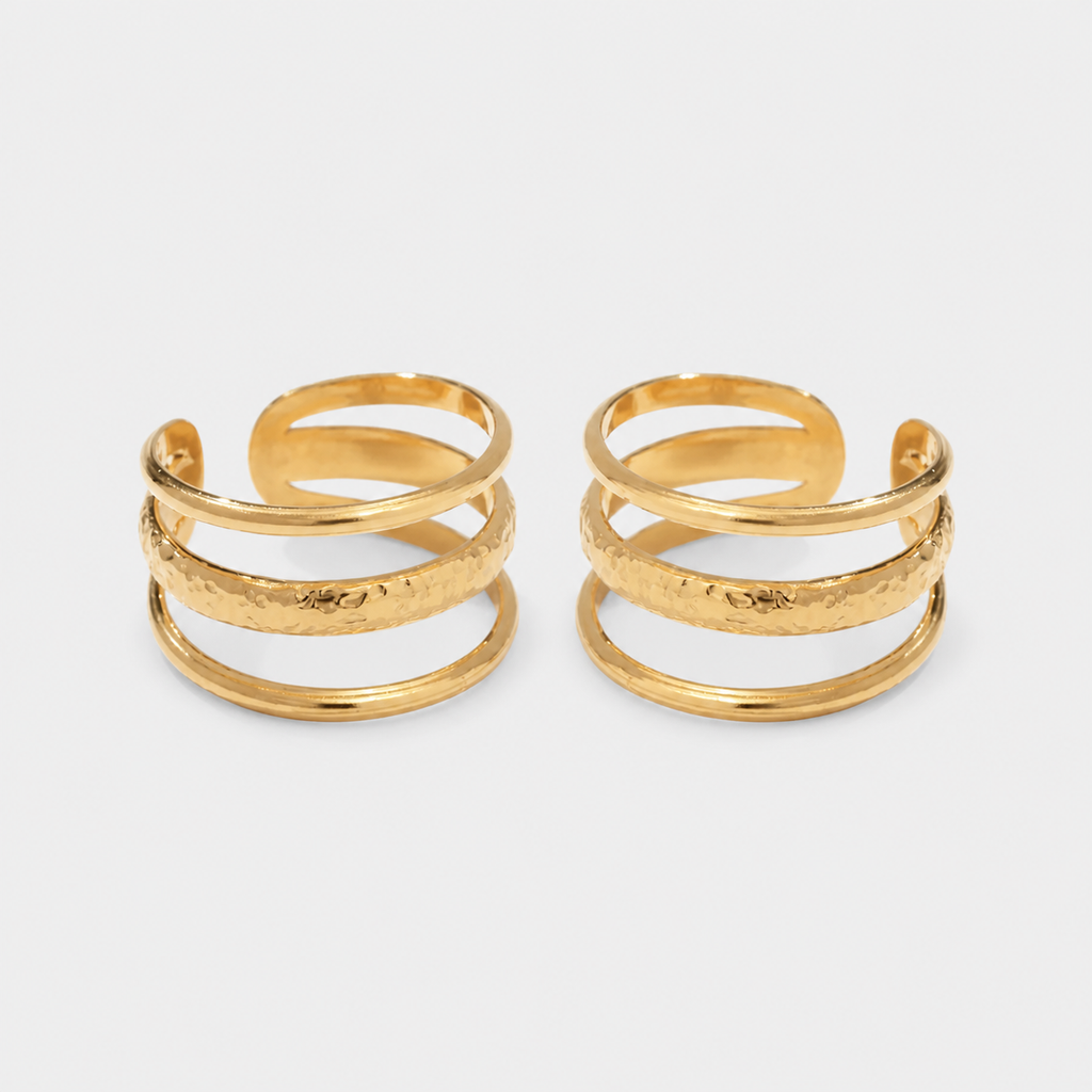 Veliora Radiant 3 Layer Gold Earrings