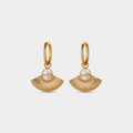 Golden Fan Drop Hoop Earrings