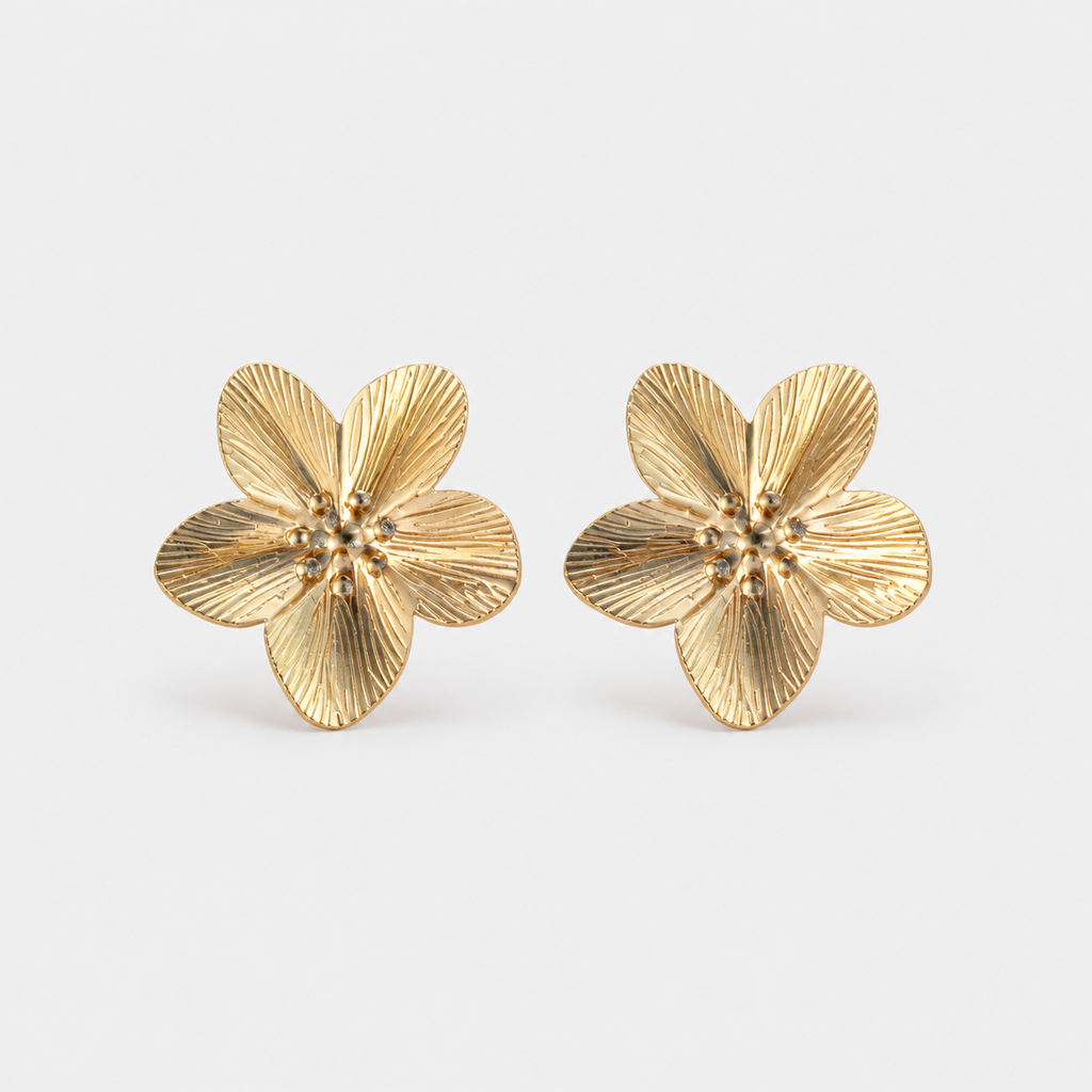 Bold Hibiscus Gold Earrings