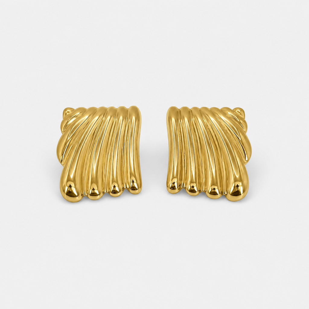 Gold Ripple Texture Earrings