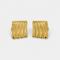 Gold Ripple Texture Earrings