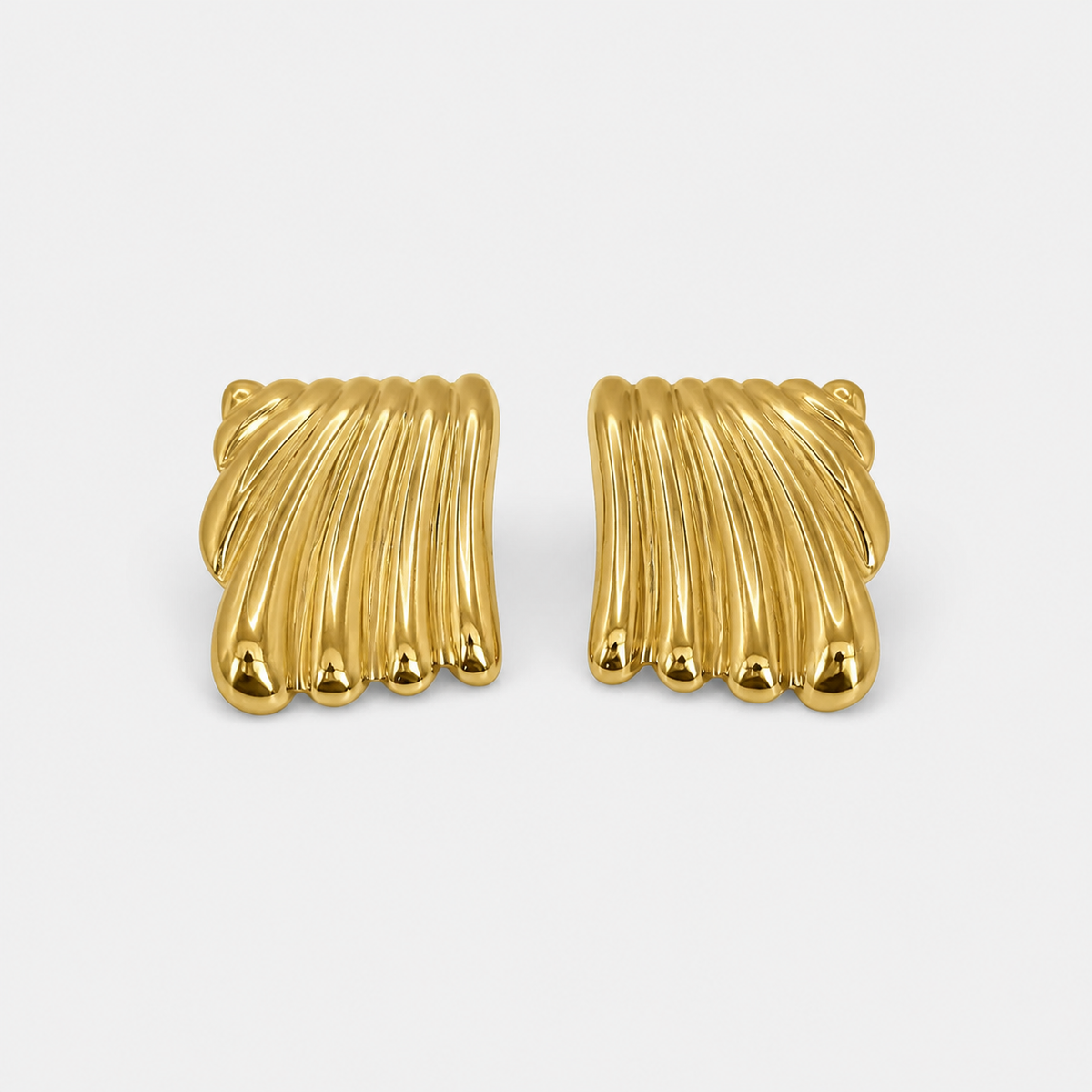 Gold Ripple Texture Earrings