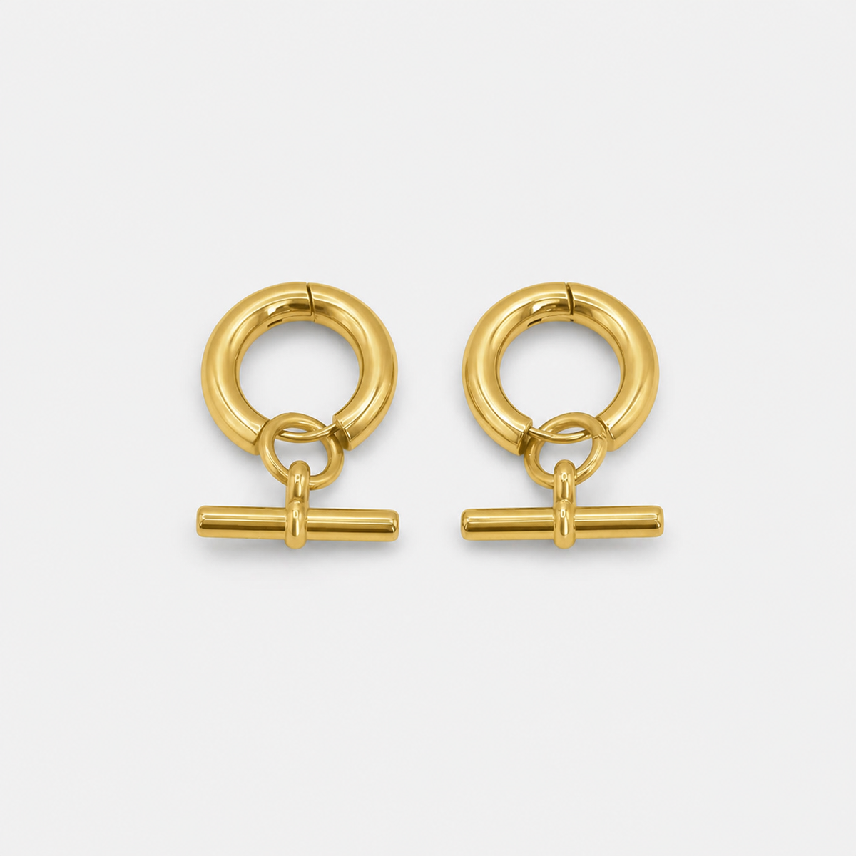 Elegant T Bar Gold Hoops