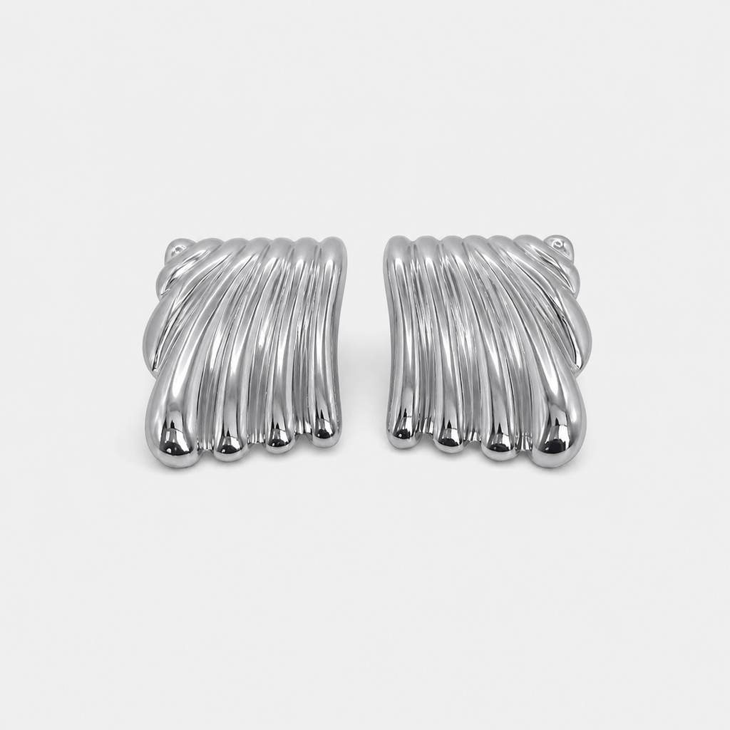 Silver Ripple Texture Earrings