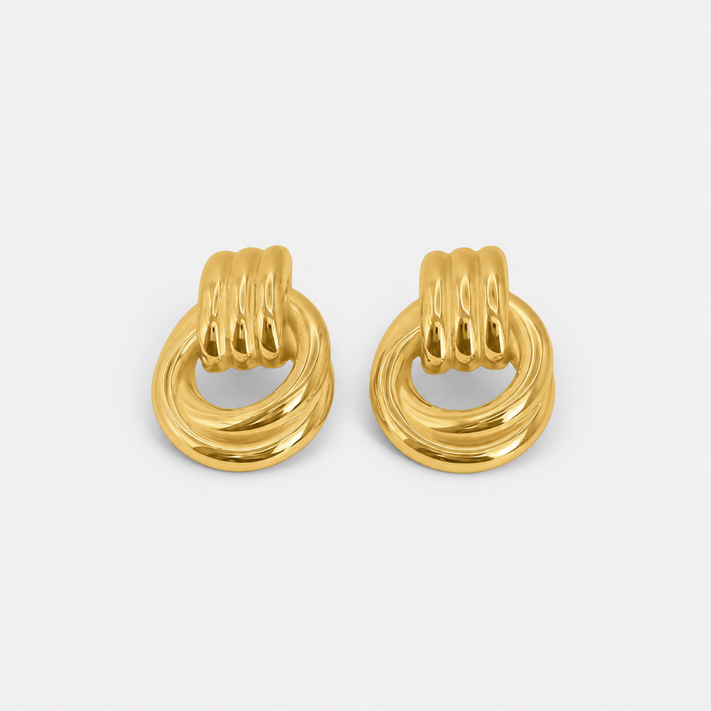 Graceful Gold Linked Knot Earrings