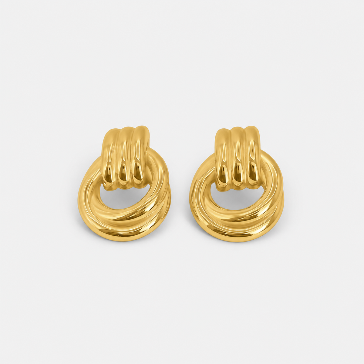 Graceful Gold Linked Knot Earrings