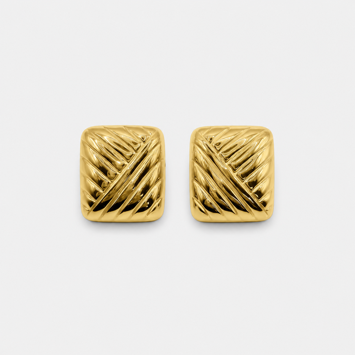 Vintage Gold Rectangle Stud Earrings
