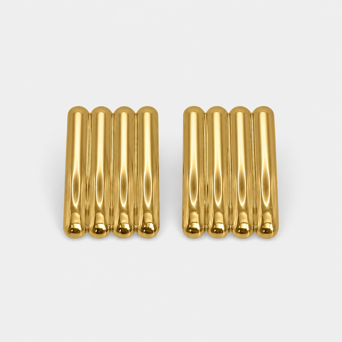 Artistic Gold Long Ribbed Earrings