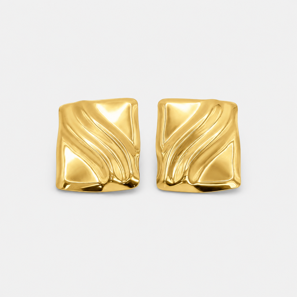 Timeless Gold Cube Statement Studs