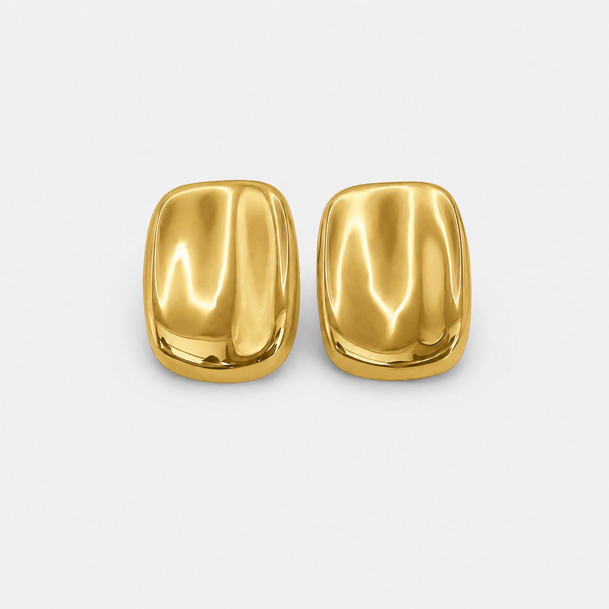 Radiant Gold Rectangular Stud Earrings
