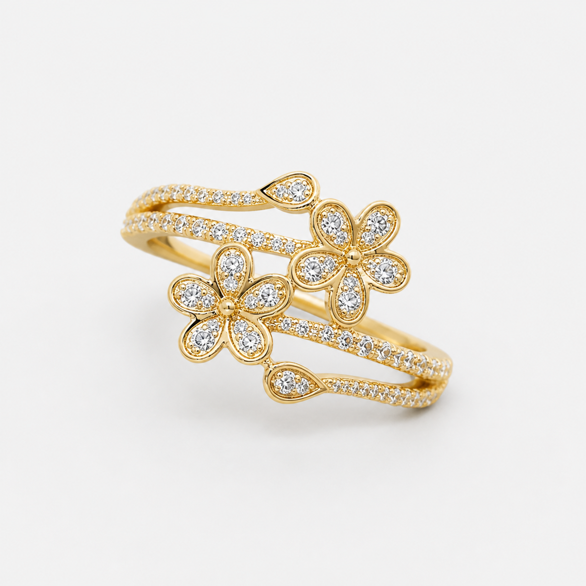 Elegant Bright Flower Gold Ring