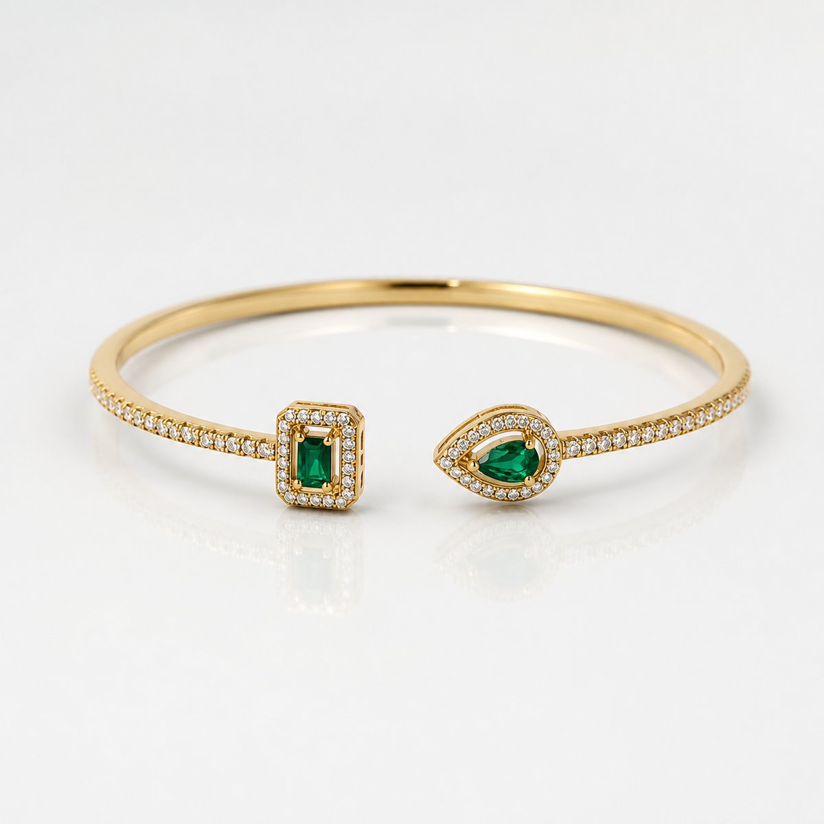 Elegant Emerald Open Cuff Bracele