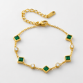 Elegant Emerald Square Station Bracelet