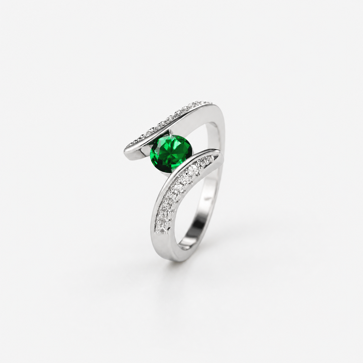 Emerald Orbit Glow Statement Ring