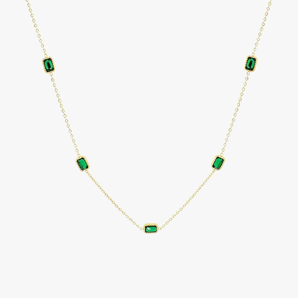 Gold Chain Green Stone Necklace