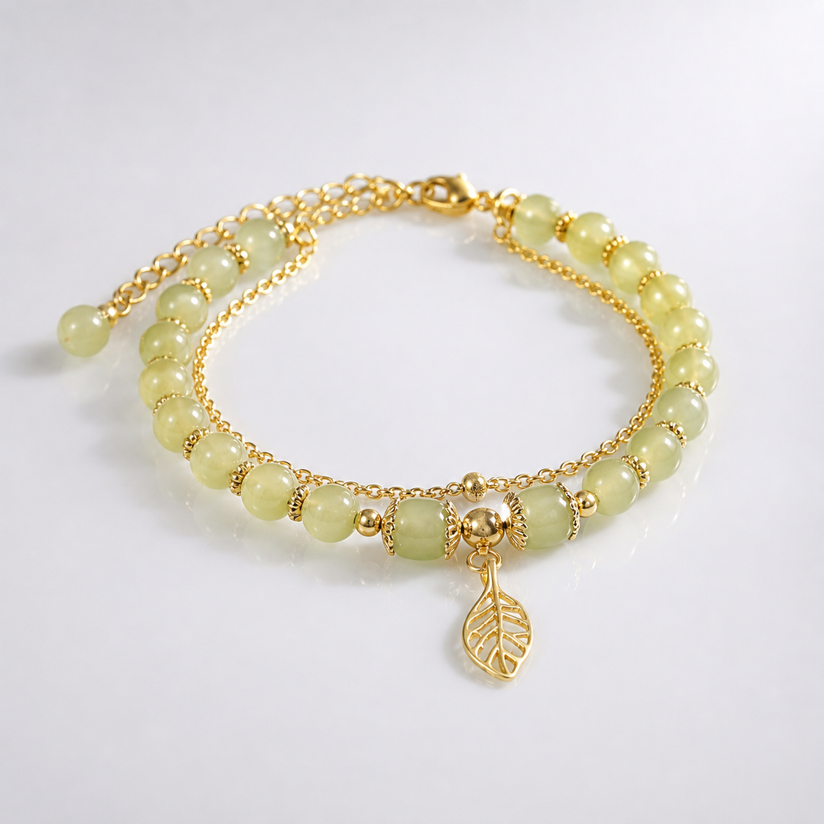 Exquisite Gold Green Jade Bracelet