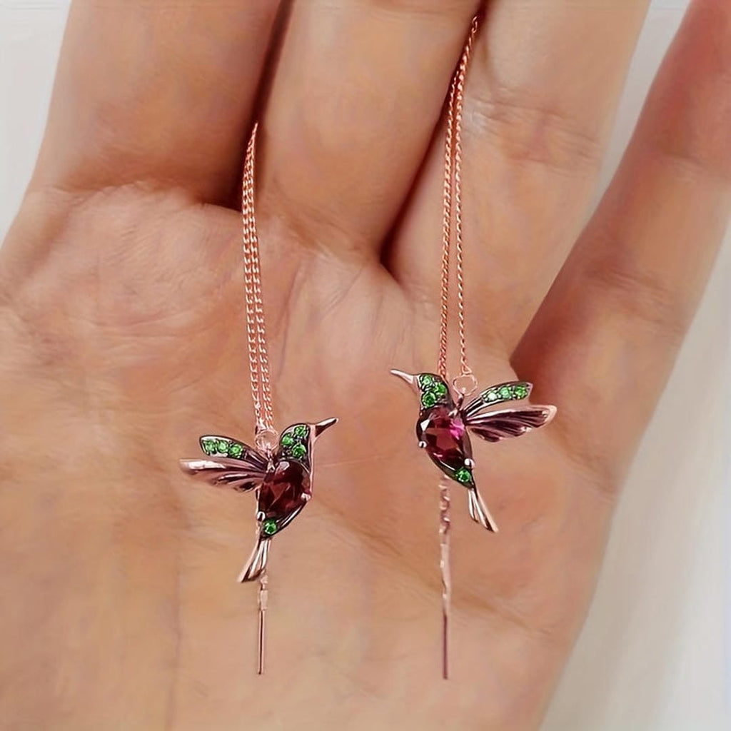 Hummingbird Gem Threader Earrings