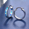 Chic Blue Fire Opal Circle Hoop Earrings