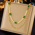 Gem Double Layer Retro Gold Necklace