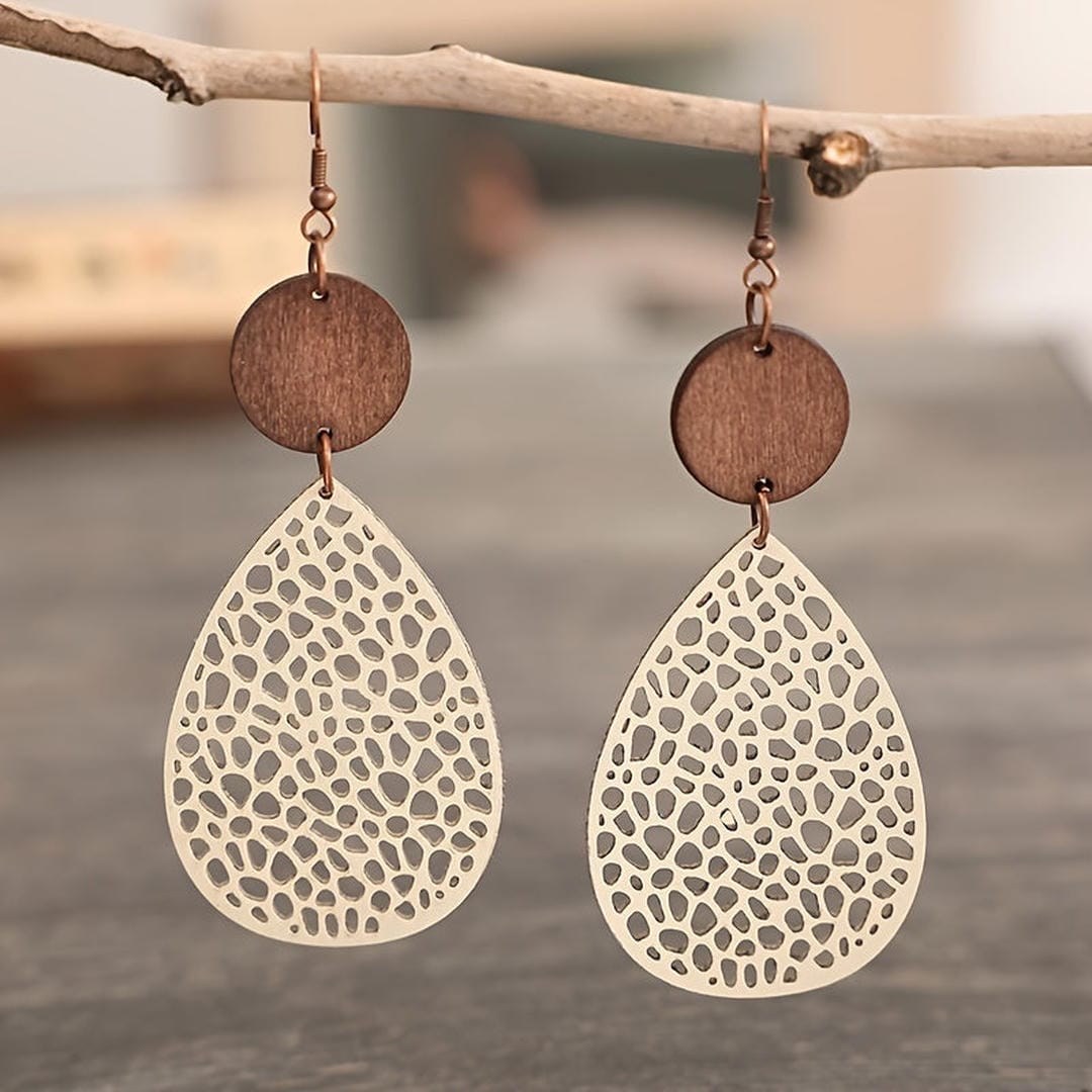 Lacy Teardrop Cutout Dangle Earrings