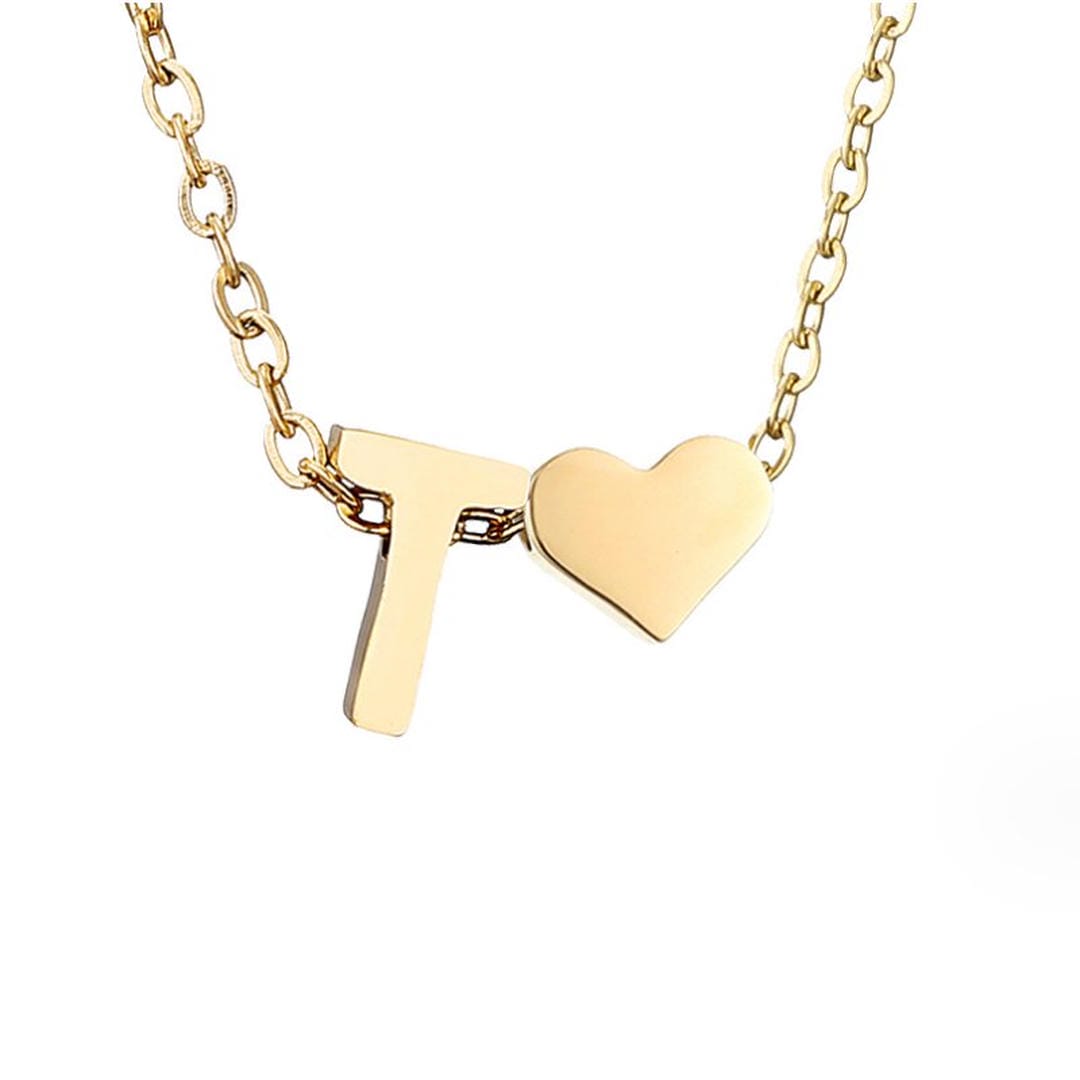 Personalized Gold Initial Heart Necklace