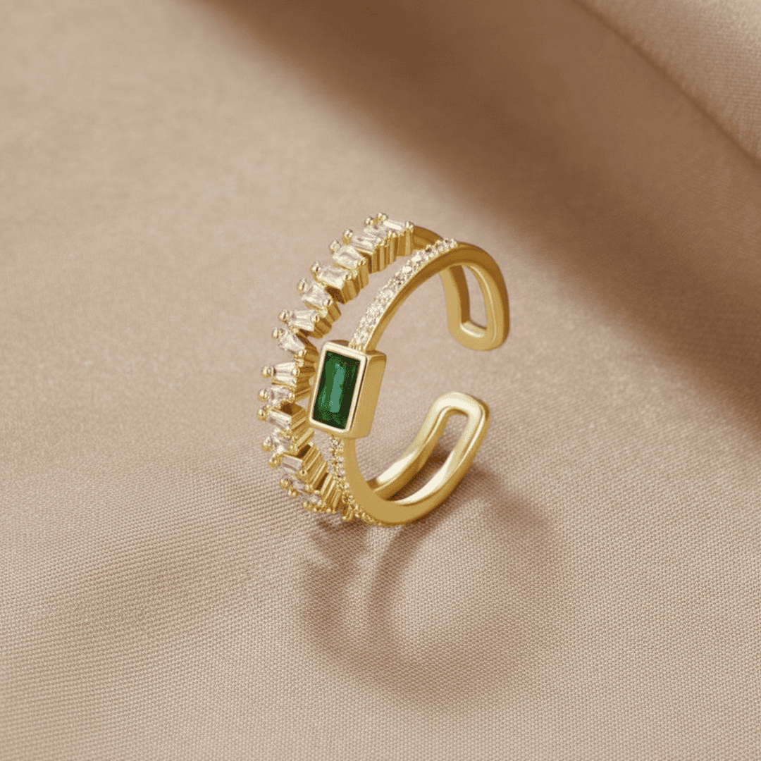 Forest Green Zirconia Adjustable Ring