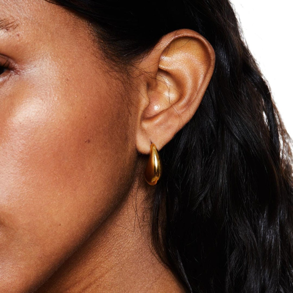 Gold Teardrop Hoop Earrings