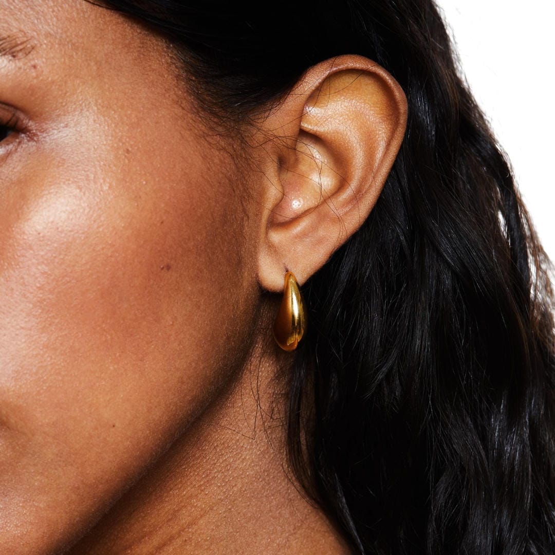 Gold Teardrop Hoop Earrings