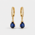Gold Sapphire Stone Hoop Earrings