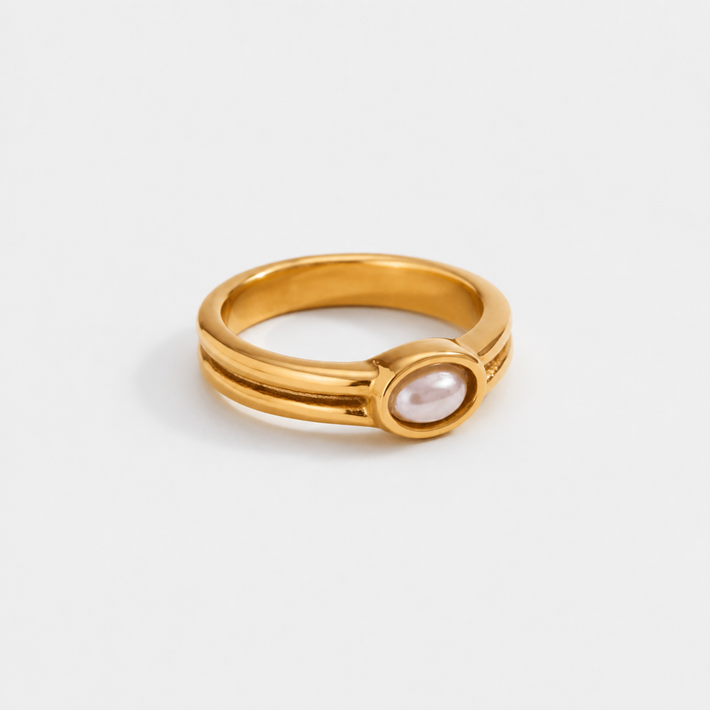 Gold Stacking Rings with Pearl, Lapis, Turquoise