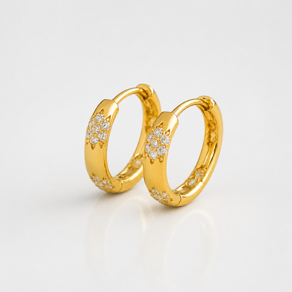 Golden Flower Hoop Earrings
